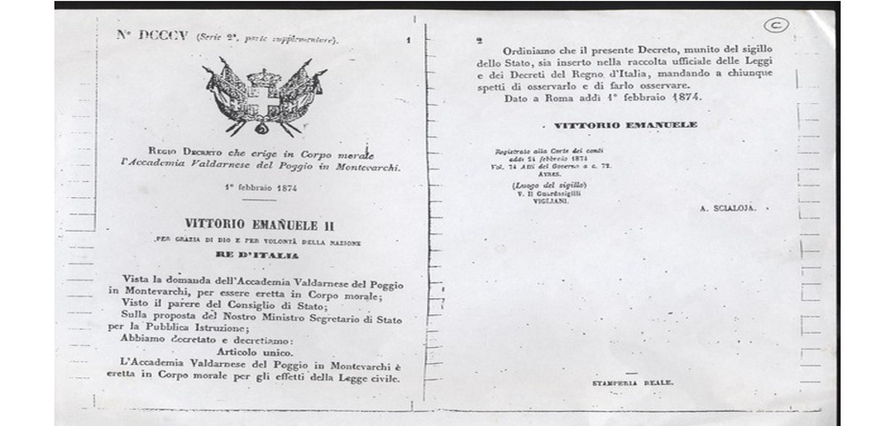 1 Febbraio viene emesso il Regio Decreto per l'Accademia del poggio