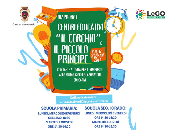 Dal 12 febbraio riaprono i centri educativi "Il Cerchio" a Montevarchi e "Il Piccolo Principe" a Levane
